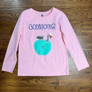 Tea Collection Girls Bonjour Au Revoir French Collection Pink Cotton Jersey Tee